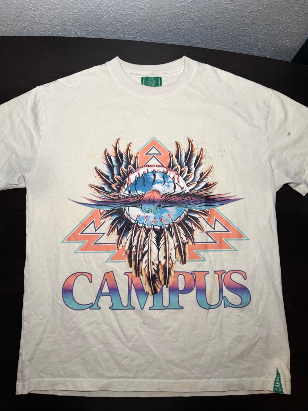 Campus Graphic Short Sleeve Tee - White with Multicolor Print
